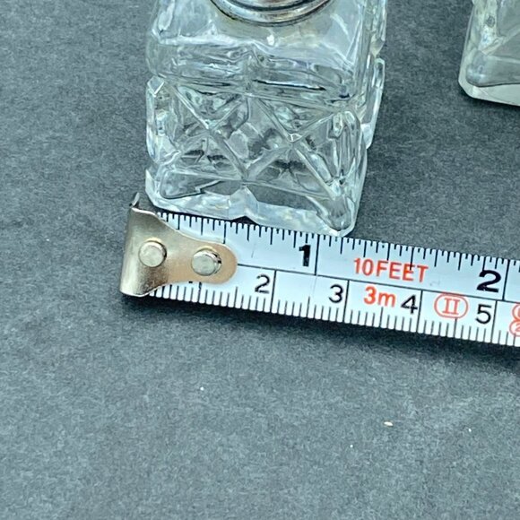 Vintage Diamond Glass Salt &‎ Pepper Shakers Miniature Square Retro Kitchen MCM - Picture 5 of 8